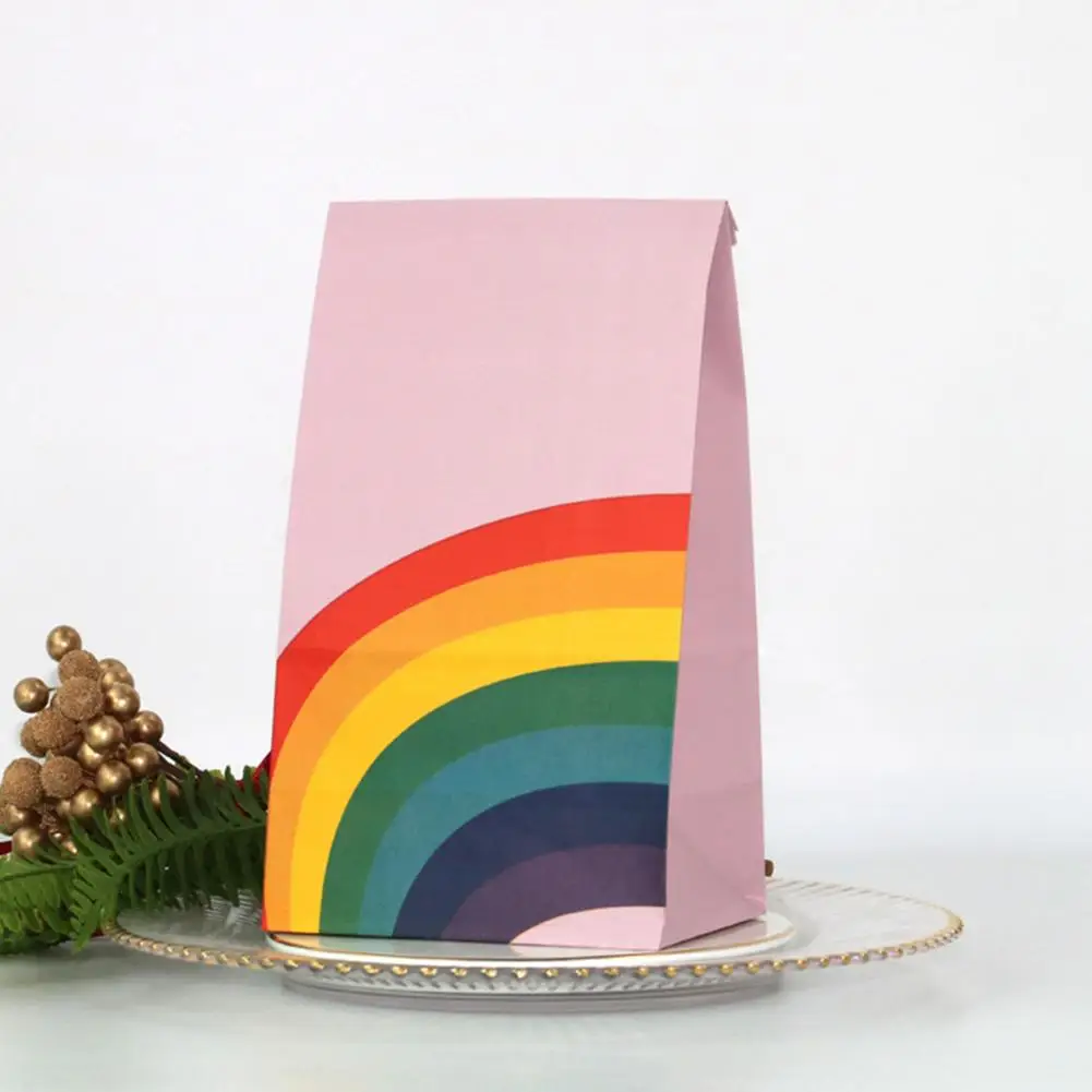 

40Pcs Rainbow Pattern Kraft Paper Bags Sweet Candy Gift Pouch Food Packaging Box Party Decorations Paper Gift Bags