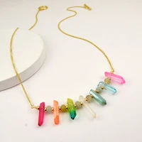 new arrival jewelry rainbow color natural quartz crystal stone drop necklaces for women