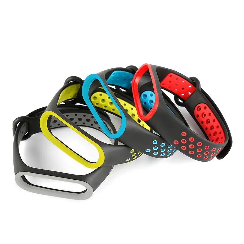 Силиконовый ремешок для Xiaomi Mi Band 3 4 Воздухопроницаемый сменный Браслет 4/3 на