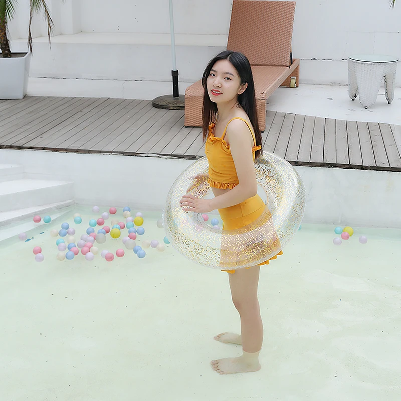 Фитнес 1 шт. Пластик надувные блестками плавательные круги буй для взрослых и