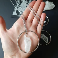 new circle resin quartz point necklace witch alternate gothic medieval equinox art