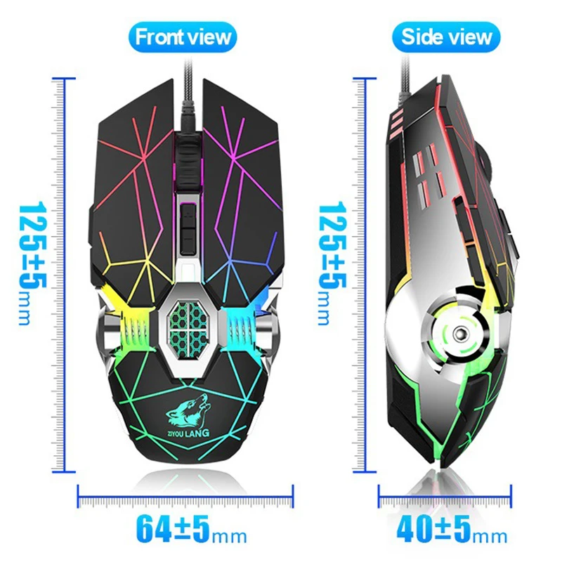 Mechanical Mouse Colorful Luminous USB Wired Computer E-sports Macro Programming Game Operation Stable Office Laptop | Компьютеры и