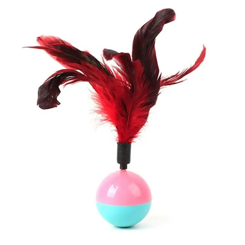 

Legendog 1pc Faux Feather Ball Cat Toy Interactive Cat Tumbler Toy Kitten Ball Toy Pet Supplies Pet Accessories Random Color