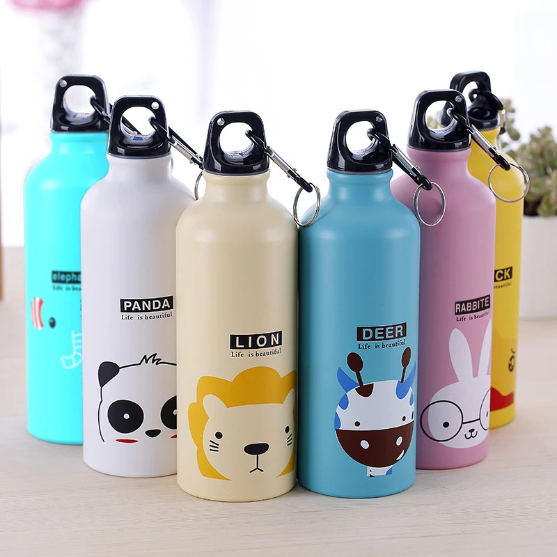 

500ml Portable Sports Water Bottle Cute Animals Pattern Kettle For School Kids Exercise Cycling Camping Hiking Bicycle