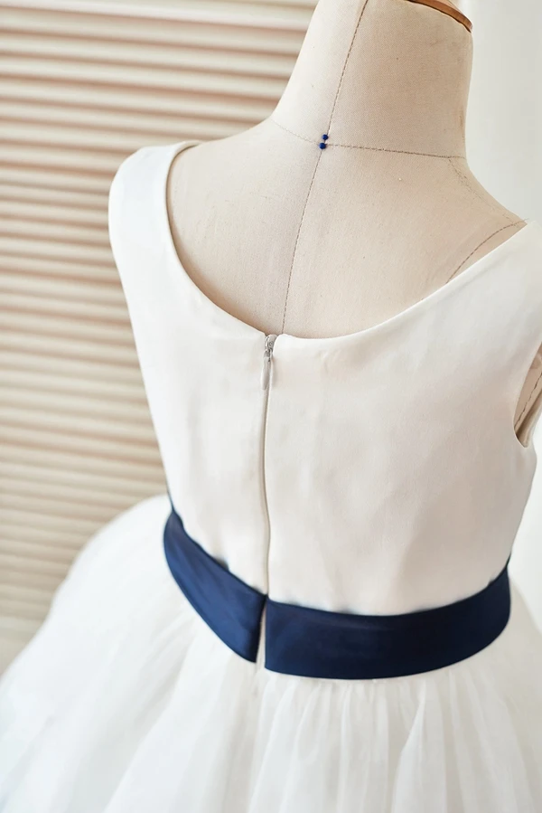 Белое и темно-синее бальное платье новое Цветочное для девушек 2019 искусственное