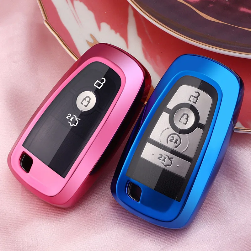 

Чехол для автомобильного ключа из ТПУ чехол для ключа для Ford Mondeo Fusion F150 Mustang Explorer Edge Ecosport женский брелок для ключей