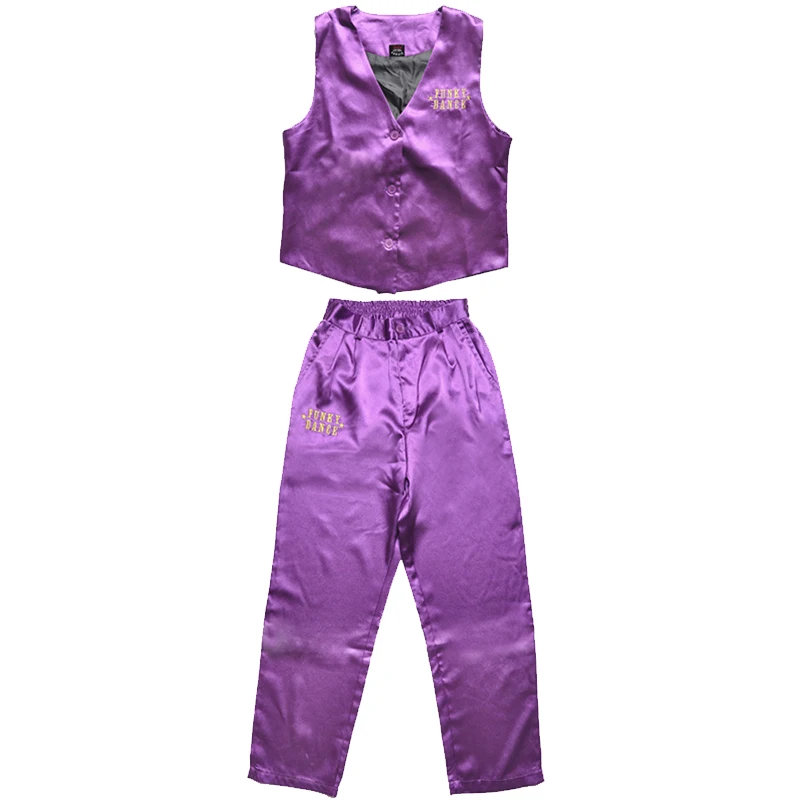 

Children Hip-Hop Dance Clothing For Girls Performance Stage Costume Vest Striped Suit 3 Colors Boys Jazz Dance Costumes 120-170