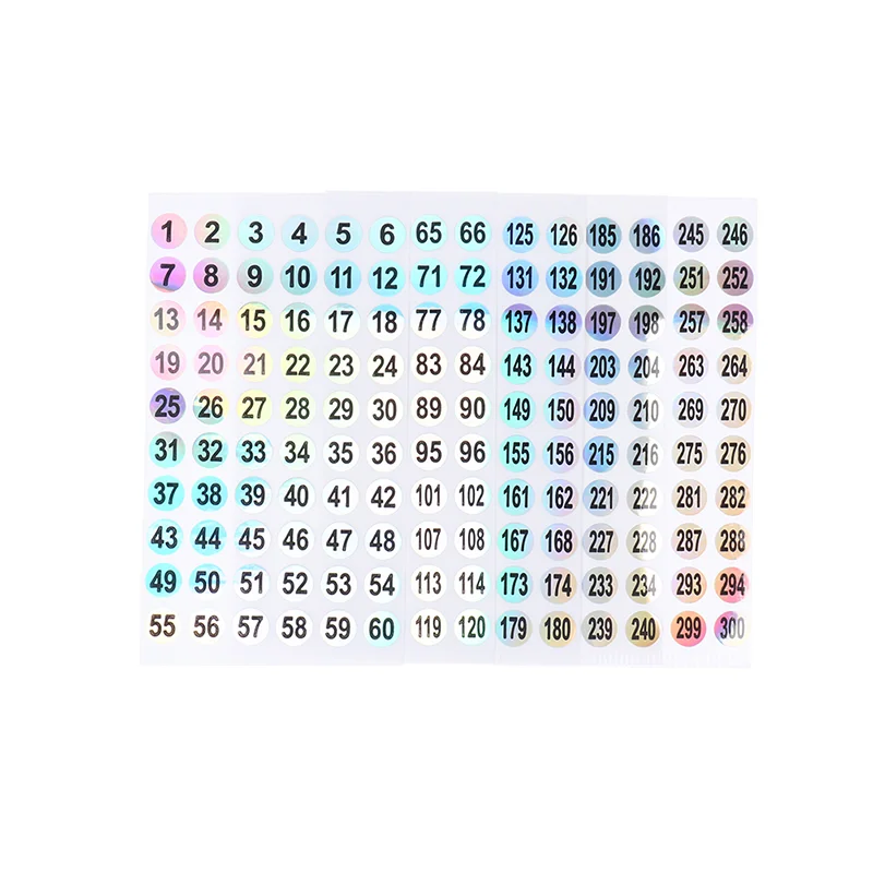 

5 Sheet Color Number Label School Office Supplies Number 1-300 Laser Labels Sticker For Nail Polish Lipstick Number Tag