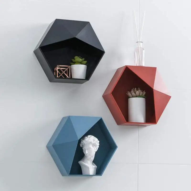 NordicStyle Hexagonal Wall Shelves Geometric Floating Shelf Storage Box Home Decoration | Дом и сад