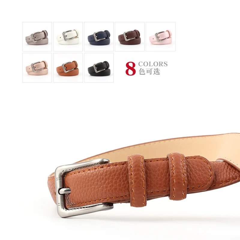 

New style silver alloy buckle stone pattern leather belt lady decoration, fashion versatile multi-color trousers belt