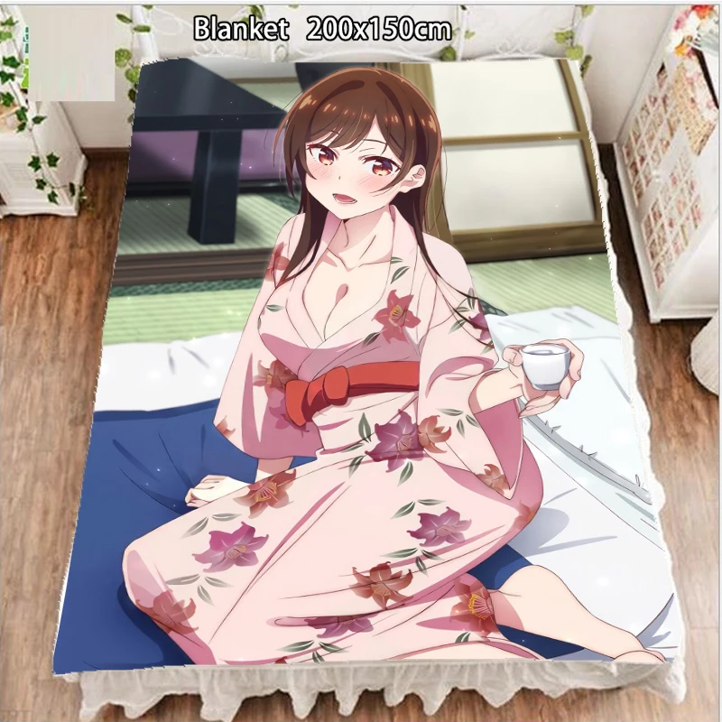 

Anime Fleece Blanket Kanojo Okarishimasu Ichinose Chizuru kimono soft 200x150cm Blankets and Bedspreads for Beds