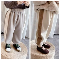 vintage grid boys girls pants kids cotton trousers children autumn spring warm 2021 thicken plus velvet high quality