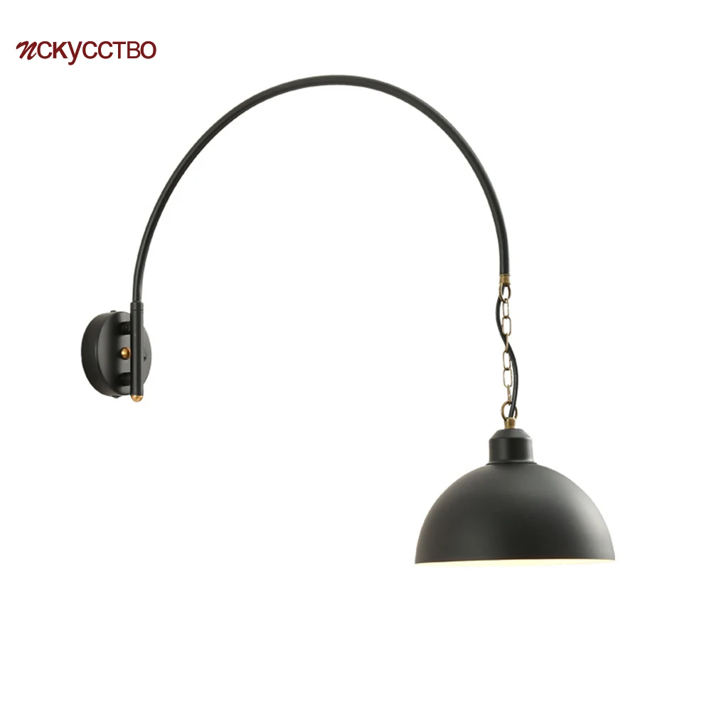 

American Bending Swivel Arm Chain Hanging Wall Lamp For Living Room Dining Room Kitchen Industrial Decoration Loft Light Fixture