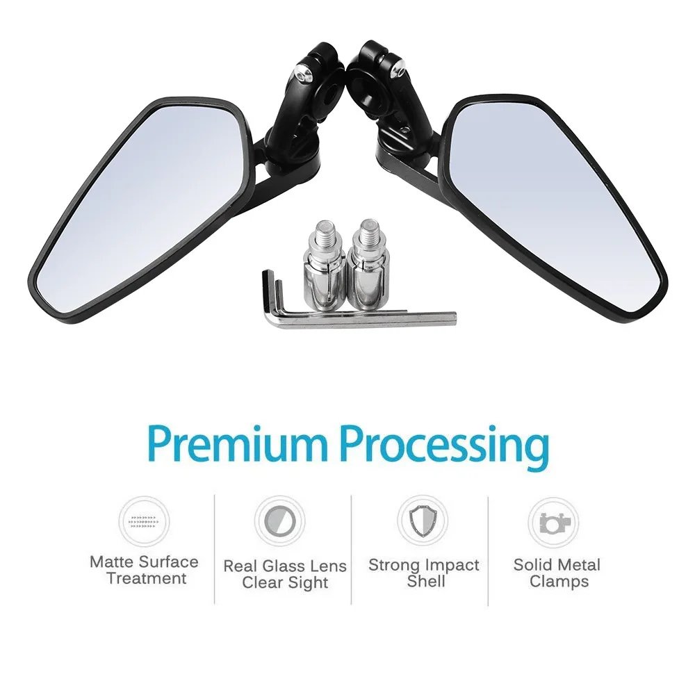 

1 Pair 7/8" 22mm Universal Motorcycle Aluminum Rear View Black Handle Bar End Side Rearview Mirrors