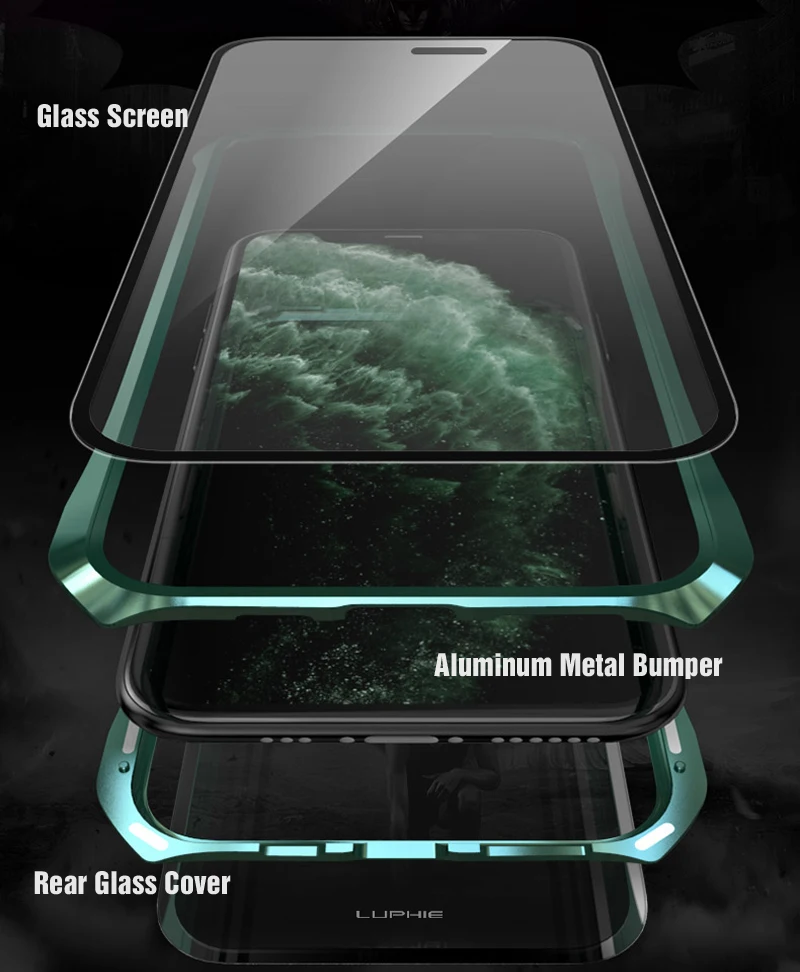 Передний и задний Магнитный стеклянный чехол для Apple iPhone 11 Pro чехол 360 металлический бампер полный корпус чехол для etui iPhone 11 Pro Max чехол