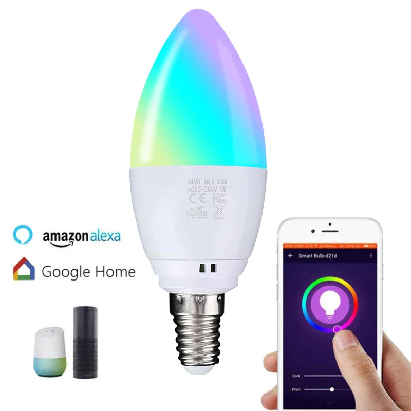 2020 быстро раскупаемый 1 шт. WiFi смарт лампы светодиодный 6 Вт RGB E14/E26/E27/B22 Цвет