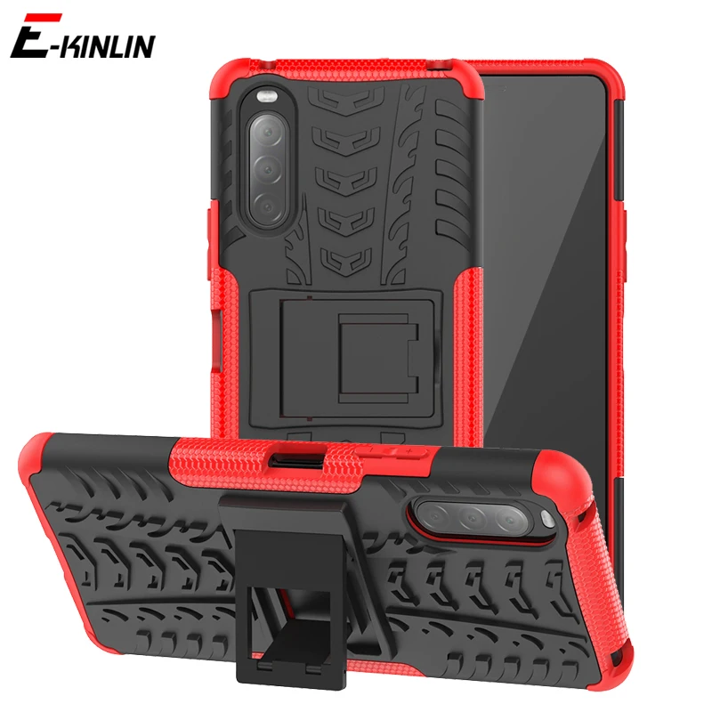 

Тяжелый жесткий Гибридный чехол для Sony Xperia 5 1 II III 8 Lite 10 Plus, прочный силиконовый чехол-накладка с подставкой