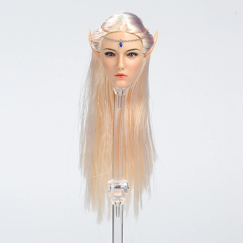 1/6 soldato femminile biondo testa di capelli lunghi intaglio LXF1904 elfo regina Emma misura 12 