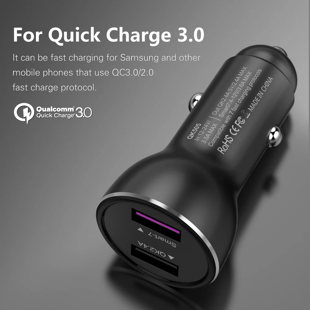 Быстрая зарядка 3 0 36 Вт QC автомобильное зарядное устройство для samsung S10 9