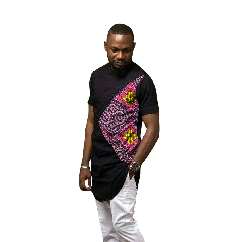 

African fashion men's shirts dashiki print tshirt custom made Ankara tops man patchwork shirt Africa clothing