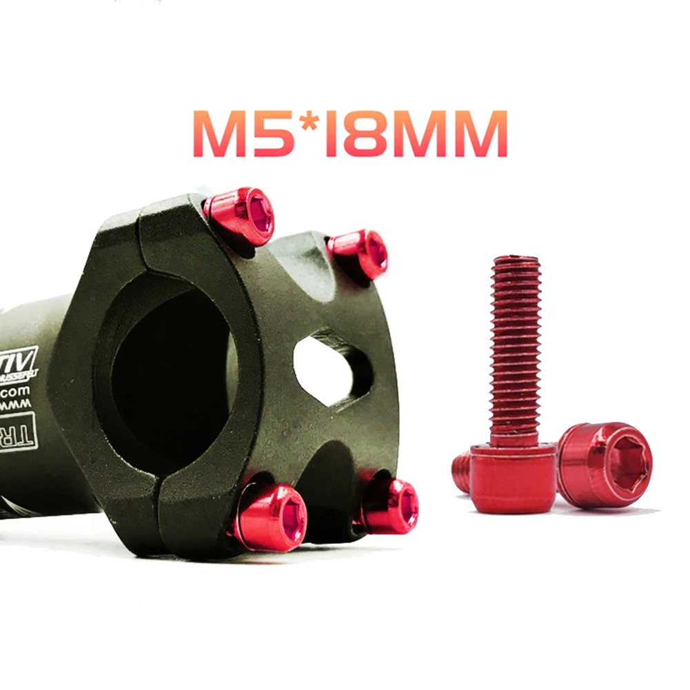 6pcs m5 18mm fahrrad lenker schraube edelstahl mtb rennrad vorbau riser schrauben titan überzogene bunte schrauben fahrrad teil free global shi
