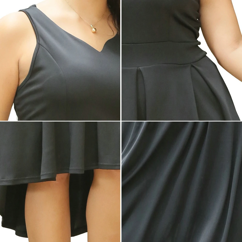 

Plus Size Party Dress Sexy Sleeveless Deep V-neck Vestidos Slim Empire Asymmetric Summer Women Dresses Elegant Retro Club Dress