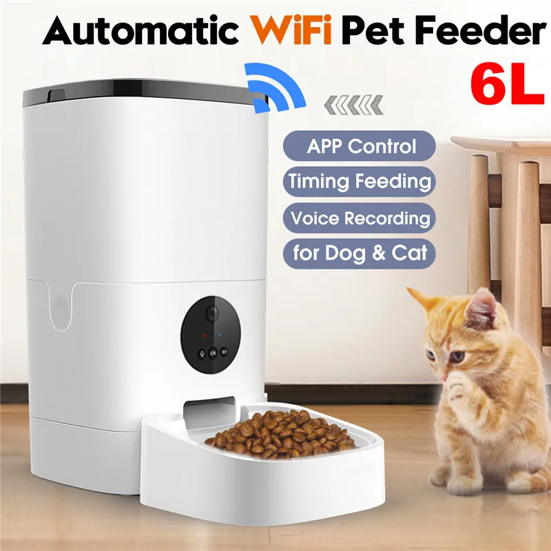 Wifi Video Version Pet Automatic Feeder Device Smart Food Dispenser APP Control Voice Recording Timing Dog Cat Bowls | Дом и сад