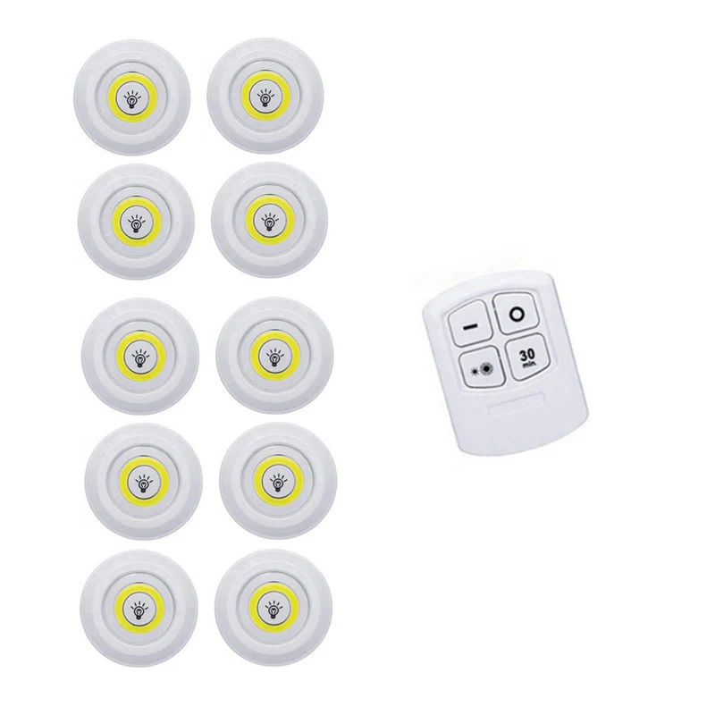 1Remote 10Lamp Затемнения светодиодный свет под кабинет с пультом дистанционного управления Управление Батарея батарейках светодиодный шкафы светильники для гардероб, спальня Ванная комната освещение - Цвет: 1Remote 10Lamp