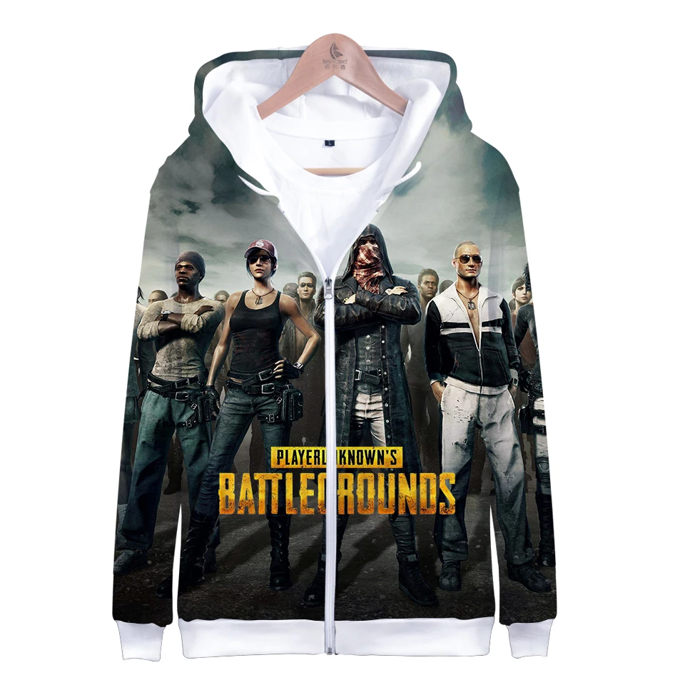 

Новое поступление, классические толстовки в стиле PUBG Battlegrounds для мужчин и женщин, толстовки в стиле Харадзюку С 3D молнией, свитшоты на молнии...
