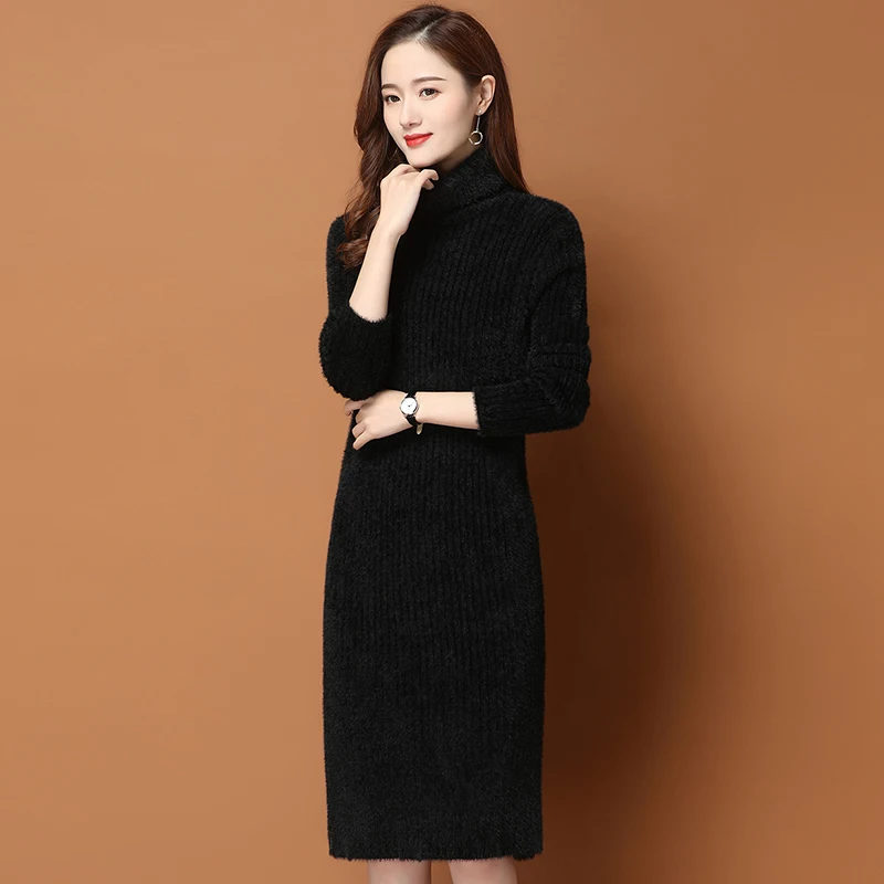 

2020 Autumn Winter New Women Thick Turtleneck Sweater Dress Fashion Slim Warm Long Pullover Sweater Sexy Lady Bottoming Shirt