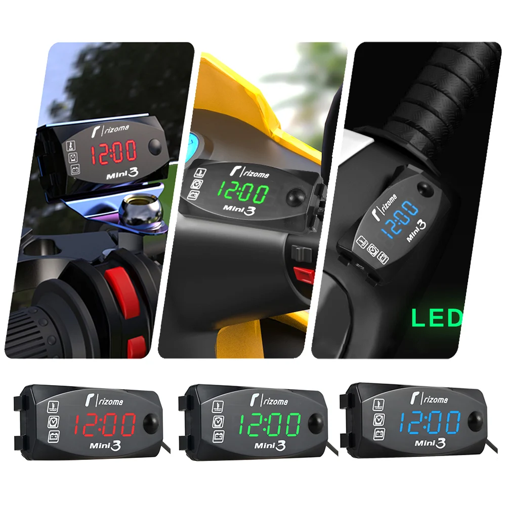 Универсальные IP67 мотоциклетные электронные часы термометр Вольтметр Три в одном