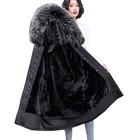 Куртка женская зимняя Длинная с капюшоном и меховым воротником, до-20 градусов, 2021