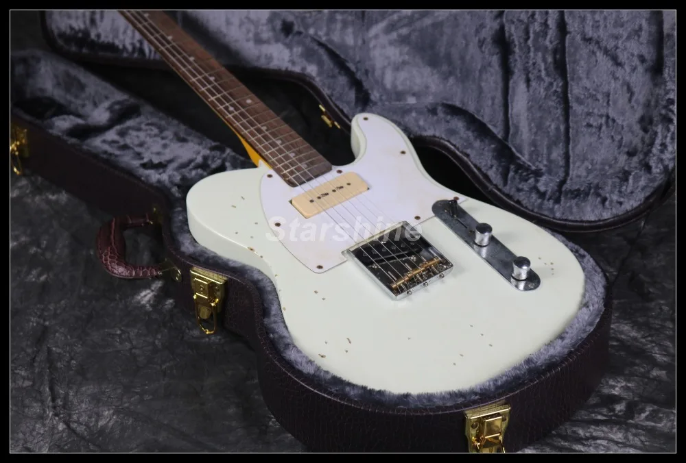 Горячая Relic TL Электрический GuitarZ-ZS4 P90 пикапы струны через тело клен шеи золы тела