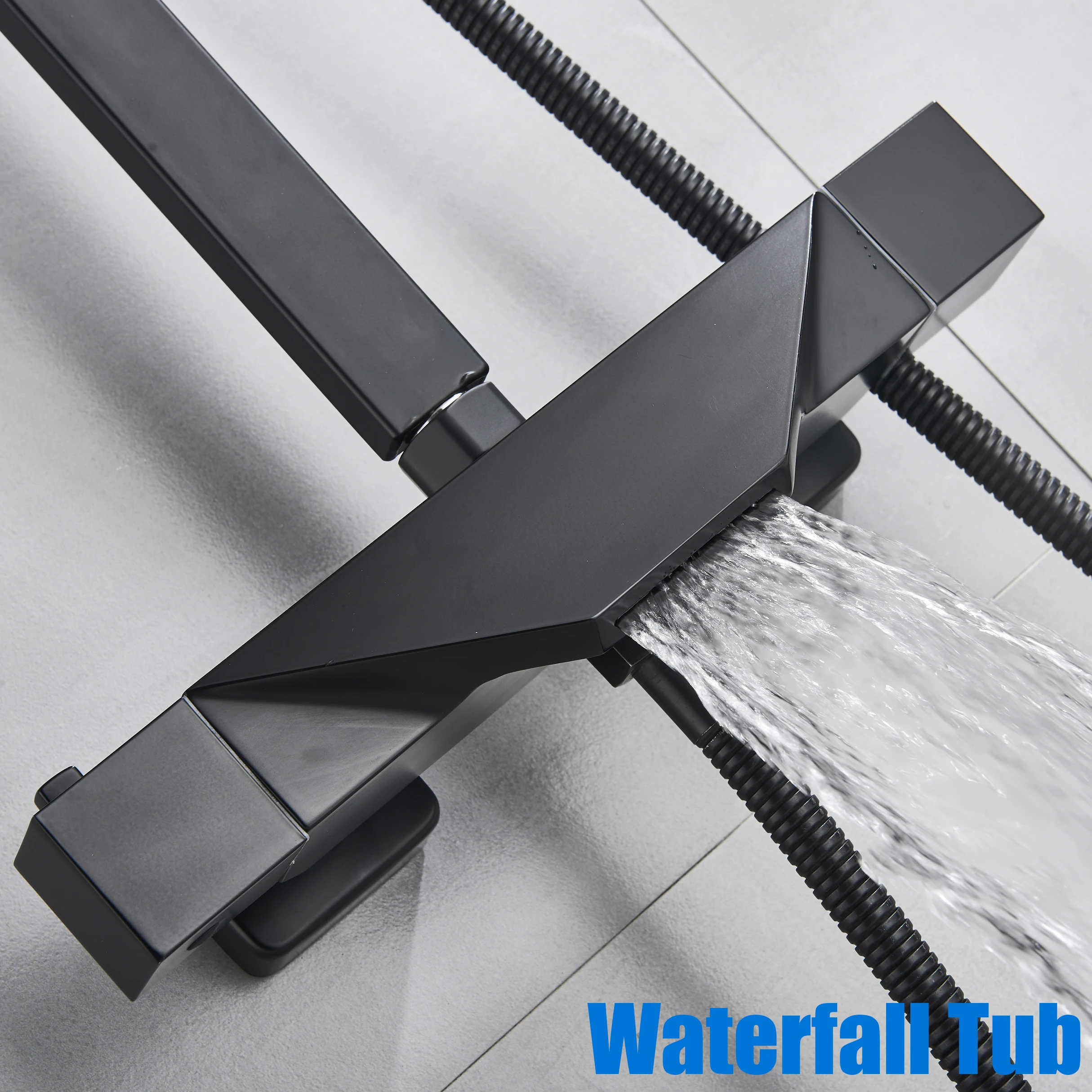 Матовый черный Термостатический смеситель для душа Suguword кран Водопад ванны