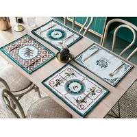 2022 table placemat dinner party plate mat dinner desk decoration modern luxury royal horse carriage print mesa 2pcs