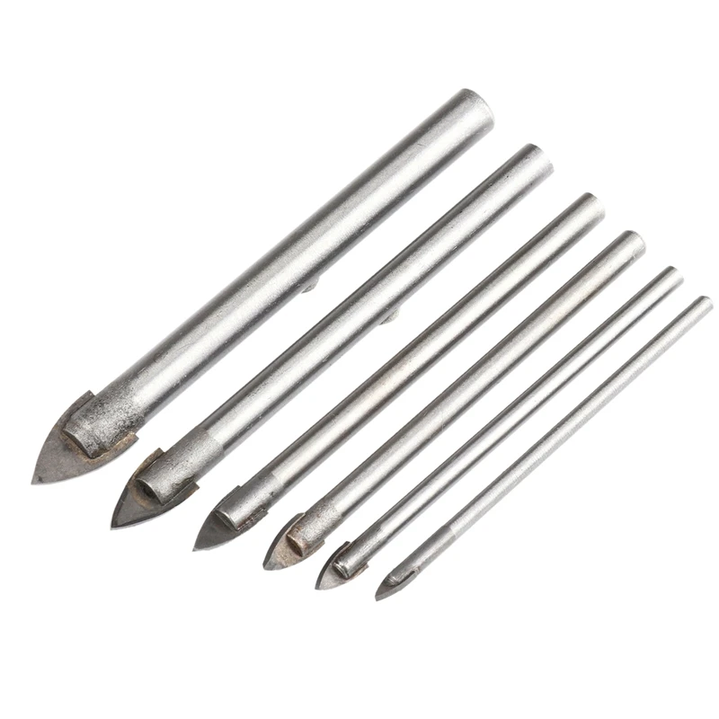 

6Pcs 3-10Mm Ceramic Tile Bit Diamond Glass Hard Tiles Spade Drill Ground Carbide Tip