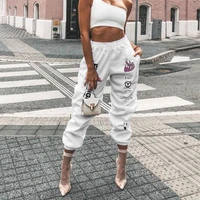 fashion drawstring elastic high waist pants joggers women 2020 autumn streetwear loose trousers white pantalon femme