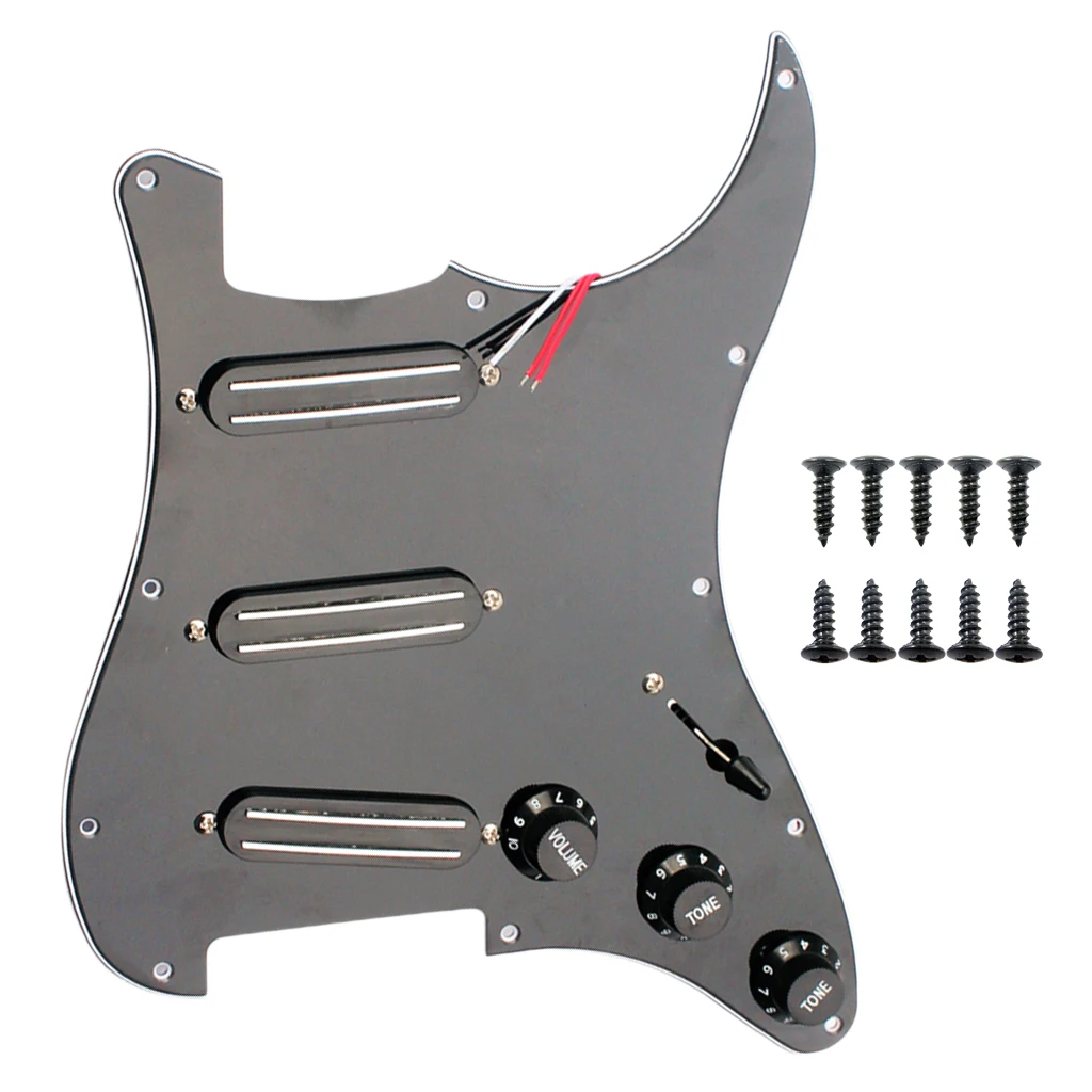 Electric Guitar Loaded Prewired Pickguard 3 Ply 11 Hole for Fender Stratocaster Parts Black | Спорт и развлечения