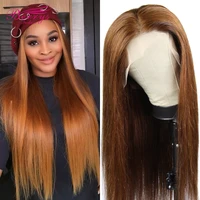 straight lace front human hair wigs 10 30inch brown color 180 lace wig pre plucked transparent lace wigs for women