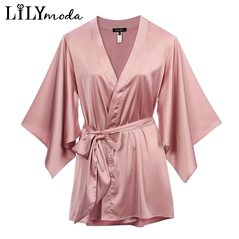 Ночная рубашка LILYMODA розовое шелковое сексуальное для свадьбы | Женская одежда