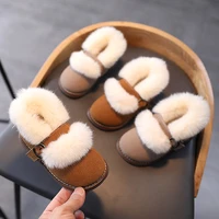 boots baby winter autumn fashion children girls flock leather plush fur snow boots toddler boys equestrian boots girl bootie kid