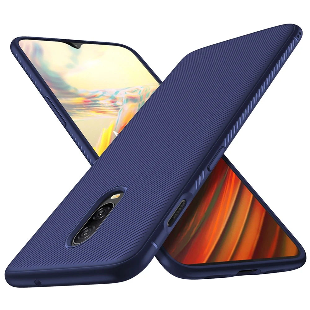 DBlue Чехол One Plus 7, роскошный силиконовый чехол для телефона etui One Plus 7 Pro, стильная задняя крышка из углеродного волокна, мягкий ТПУ чехол для телефона - Цвет: DBlue