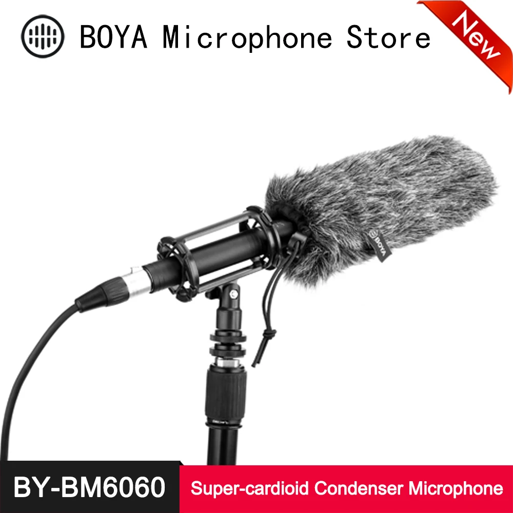 

BOYA BY-BM6060 Professional Shotgun Microphone Super-Cardioid Condenser Mic for Canon Nikon Sony Panasonic Video DSLR Camcorder