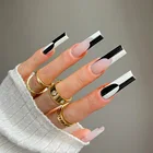 Накладные ногти, черные, белые, 24 шт., накладные ногти, 1 лист24 шт.