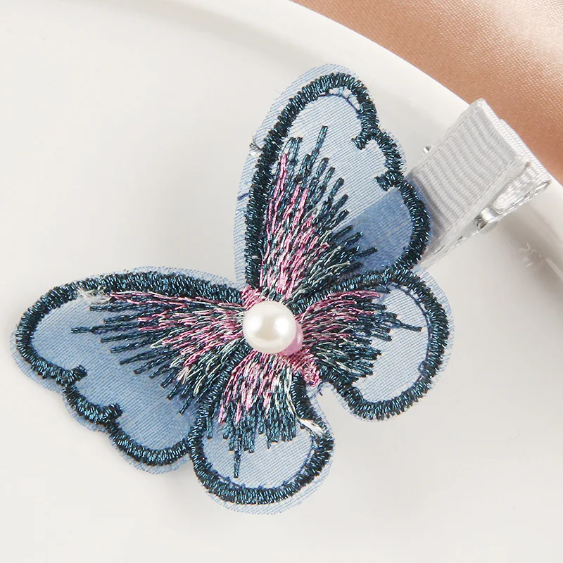 

1pc Butterfly Hairpin for Women Girls Sweet Hair Ornament Clip New Cute Colorful Barrette Fabric Pearls Fashion Hair Accessories