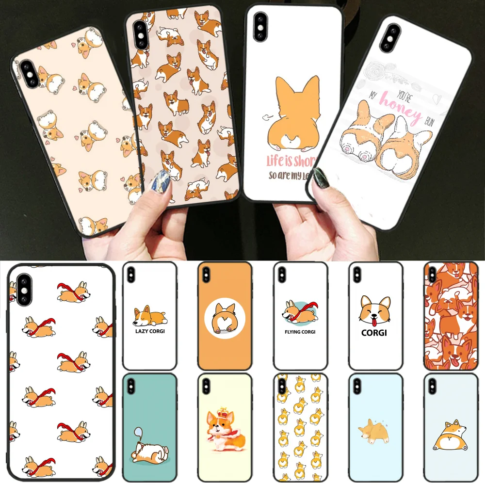 Чехол для телефона с милым мультяшным изображением корги собаки блестящего