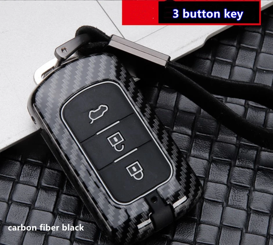 3 button key Автомобильный чехол для ключей из углеродного волокна для Mitsubishi Outlander, Lancer Pajero Sport ASX RVR L200 2/3 смарт-кнопка - Название цвета: 3 button key