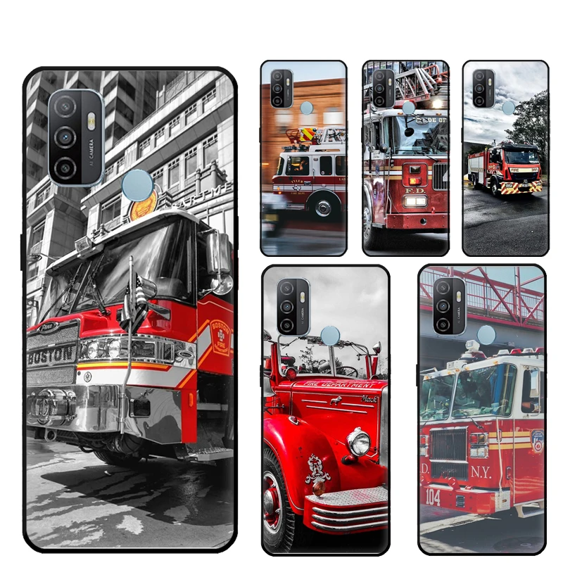 Fire Engine Truck Case For OPPO Reno 4 Pro 2 Z F7 F5 A1K A3S A15 A52 A72 A91 A83 A5 A9 A31 A53 2020 Funda