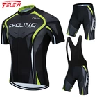 Teleyi 2021 летняя велосипедная команда Велоспорт Джерси комплект Мужская короткая горная одежда Ropa Ciclismo быстросохнущая дорожная велосипедная одежда #21
