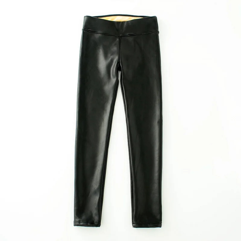 2019 зимние кожаные штаны для женщин золотые флисовые теплые плотные узкие брюки с